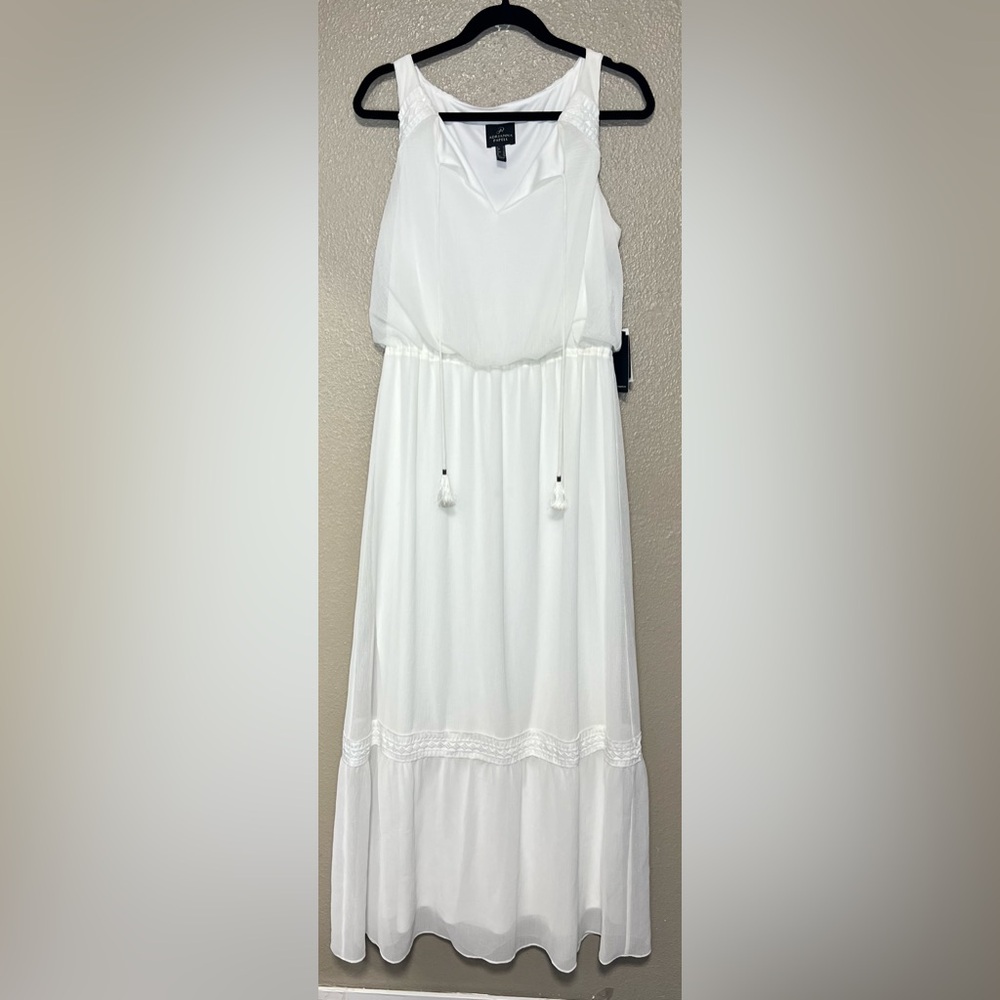 NWT Adrianna Papell Elegant Ivory Chiffon Sleeveless Maxi Dress Boho Vacation - Picture 6 of 15